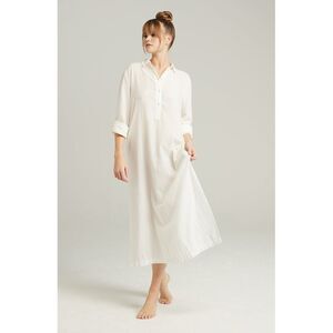 Nudea Cotton Sleep Shirt Long Sleeve Relaxed Fit Women White Nightdresses